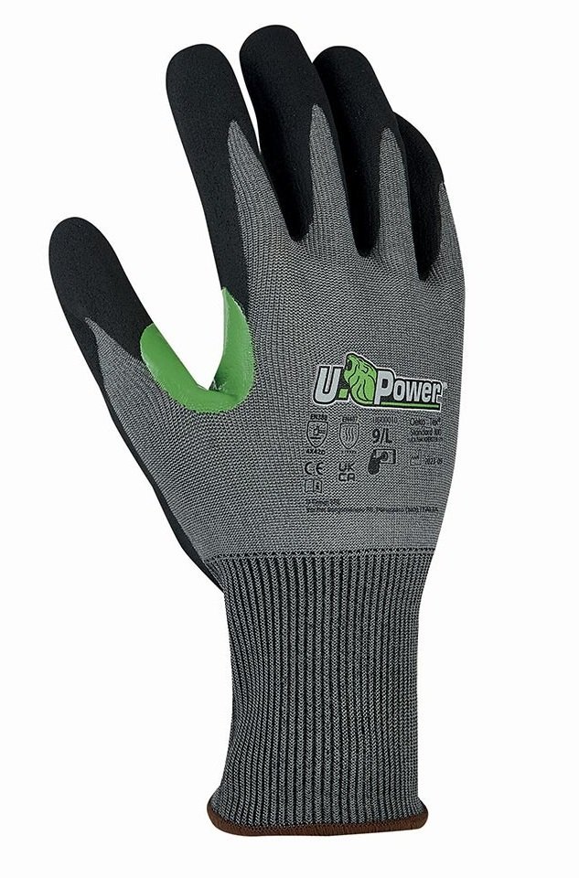 Rukavice U-POWER JASPER protipořezové, grey/green 4X42D