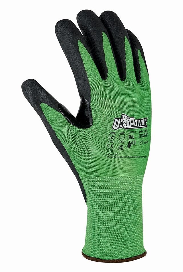 Rukavice U-POWER KALIX máčené nitril, green/black
